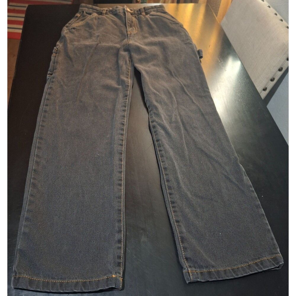 Cotton On High Rise Carpenter Jeans Straight Leg Utility Womens Size 4 Grey